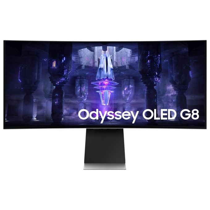 Samsung Monitor Gaming Odyssey OLED G8 (S34BG850), Curvo (1800R), 34'', 3440x1440 (WQHD), 21:9, HDR10+, OLED, 175 Hz, 0,1 ms, Freesync Premium, Micro HDMI, USB-C, Mini-DP, WiFi, Bluetooth, Casse, HAS