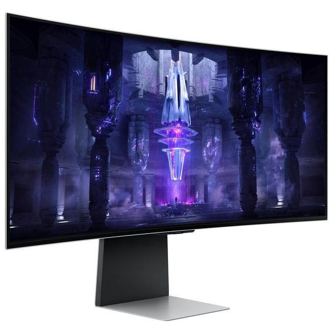 Samsung Monitor Gaming Odyssey OLED G8 (S34BG850), Curvo (1800R), 34'', 3440x1440 (WQHD), 21:9, HDR10+, OLED, 175 Hz, 0,1 ms, Freesync Premium, Micro HDMI, USB-C, Mini-DP, WiFi, Bluetooth, Casse, HAS