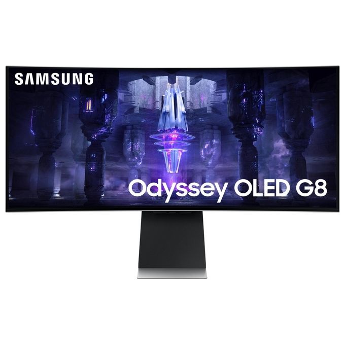 Samsung Monitor Gaming Odyssey OLED G8 (S34BG850), Curvo (1800R), 34'', 3440x1440 (WQHD), 21:9, HDR10+, OLED, 175 Hz, 0,1 ms, Freesync Premium, Micro HDMI, USB-C, Mini-DP, WiFi, Bluetooth, Casse, HAS