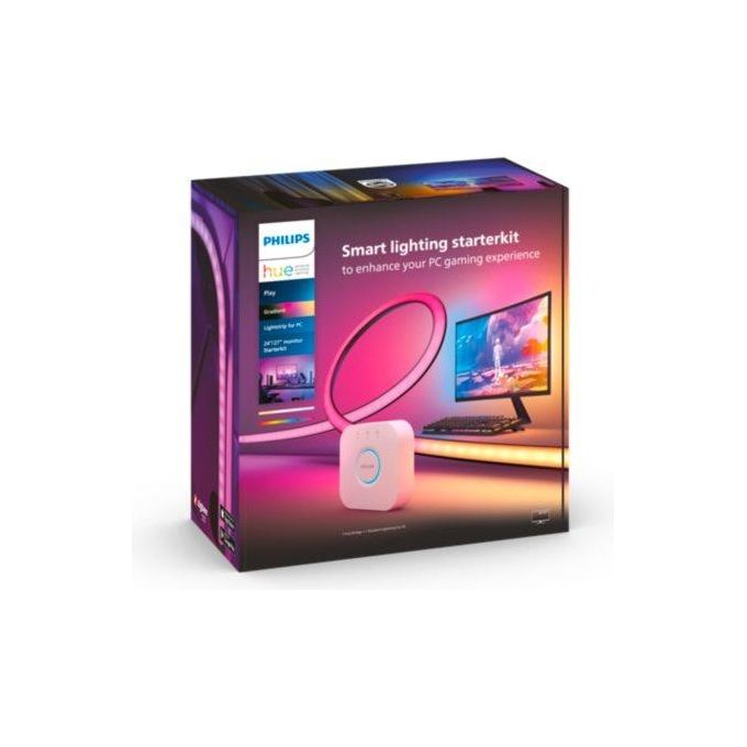 Philips Hue Play Lightstrip Gradiend per Pc 24-27'' Hue Bridge Incluso 18W