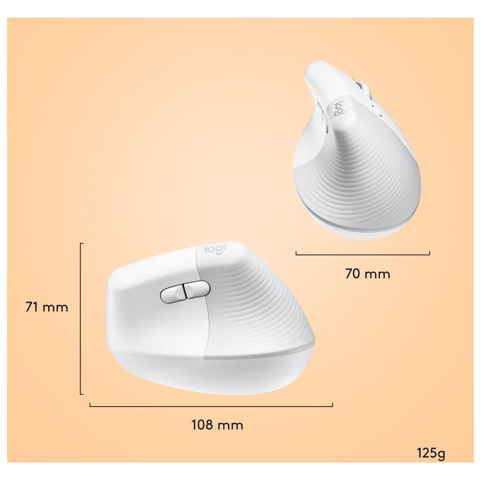 Logitech Lift For Mac Mouse Mano Destra Rf Wireless Ottico 4000 Dpi