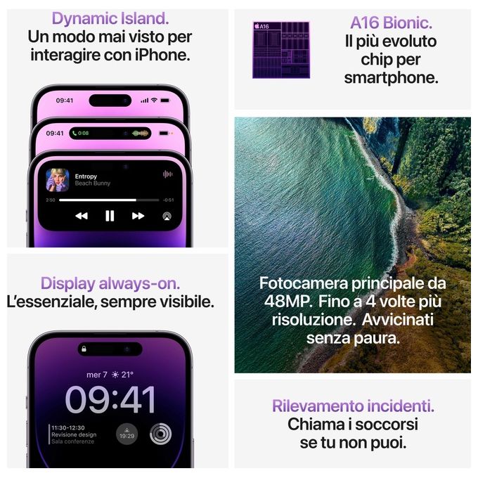 Apple iPhone 14 Pro Max 256Gb 6.7'' Nero Siderale Italia