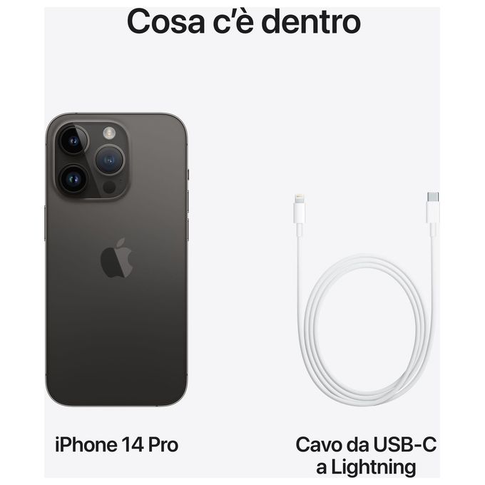 Apple iPhone 14 Pro 128GB Nero Siderale - Fotocamera 48MP - Schermo 6.1'' - 5G