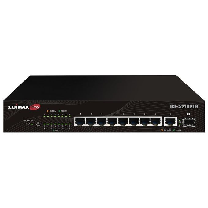 Edimax Switch GS-5210PLG Gestito Gigabit Ethernet 10-100-1000 Supporto Power Over Ethernet Nero