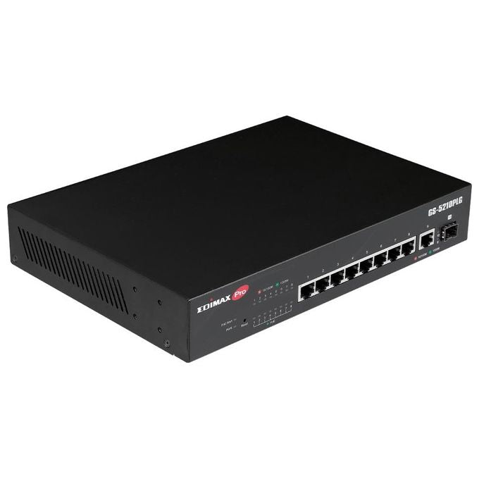 Edimax Switch GS-5210PLG Gestito Gigabit Ethernet 10-100-1000 Supporto Power Over Ethernet Nero