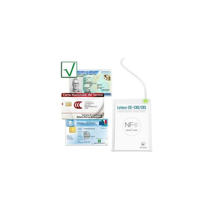 Atlantis Lettore CIE 3.0 SPID, Windows 10 11, Bianco, NFC USB