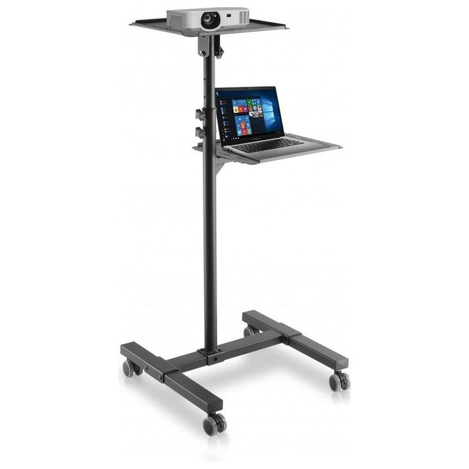 Techly 362145 Carrello per Proiettore Notebook Regolabile con Mensola Nero