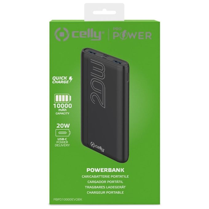 Celly Power Bank Pd 20W 10000 Evo Black