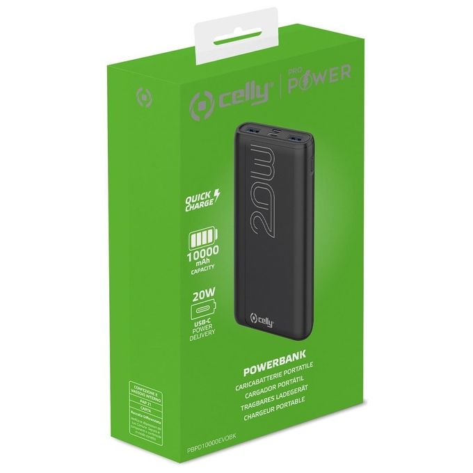 Celly Power Bank Pd 20W 10000 Evo Black