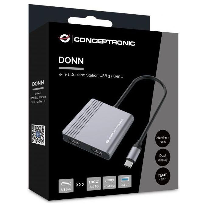 Conceptronic DONN13G 4-in-1 Docking Station Usb 3.2 gen1