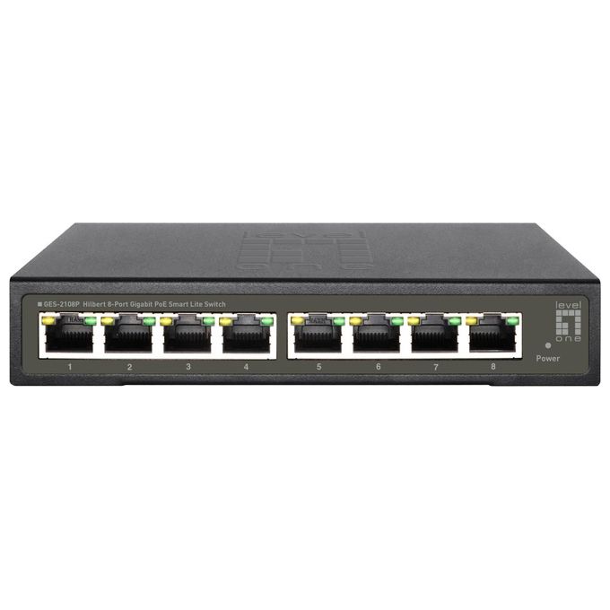 LevelOne GES-2108P Switch di Rete Gestito L2 Gigabit Ethernet 10-100-1000 Supporto Power over Ethernet Nero