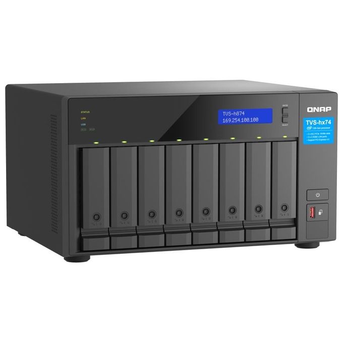 QNAP TVS-H874X-I9-64G TVS-h874X NAS Tower 8 bay 64 GB Intel Core i9 4 porte LAN 10GbE colore Nero
