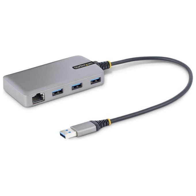 Startech.com Hub Usb a 3 Porte con Ethernet con Ingresso di Alimentazione Ausiliaria Opzionale Cavo da 30cm