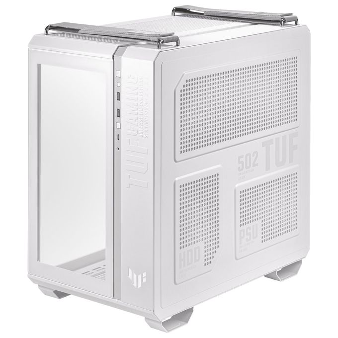 Asus TUF GAMING GT502 PLUS TG ARGB WHITE Case per PC Gaming Mid ATX Doppia camera Pannelli Laterali Senza Attrezzi USB 3.2 Gen2 Type-C 4 ventole ARGB preinstallate Bianco
