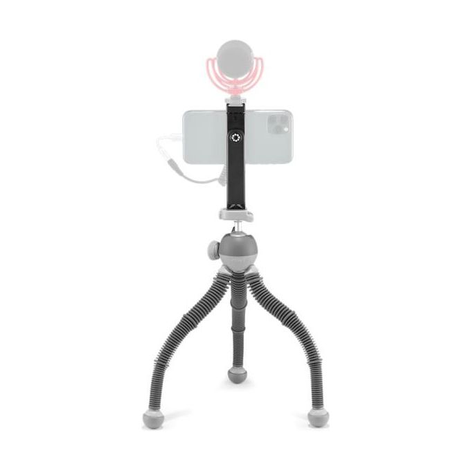 Joby PodZilla Large Kit Treppiede Flessibile con Testa a Sfera Inclusa e Attacco GripTight 360 Phone Grigio