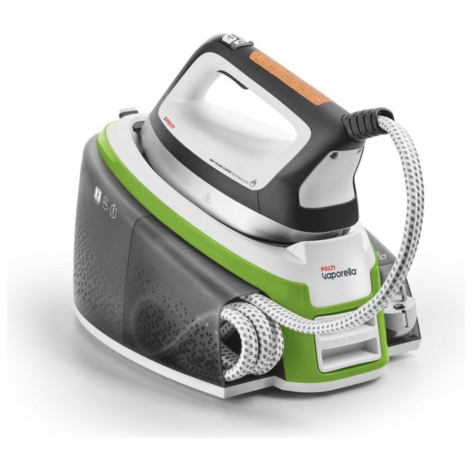 Polti Vaporella Instant VI50.20 - Ferro da stiro con caldaia, serbatoio 2 L, pressione 8 bar, potenza 2400 W, funzioni: 4 programmi + ECO + anticalcare automatico + riscaldamento rapido (1 min), piastra alluminio, colore bianco-verde