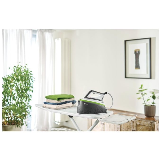 Polti Vaporella Instant VI50.20 - Ferro da stiro con caldaia, serbatoio 2 L, pressione 8 bar, potenza 2400 W, funzioni: 4 programmi + ECO + anticalcare automatico + riscaldamento rapido (1 min), piastra alluminio, colore bianco-verde
