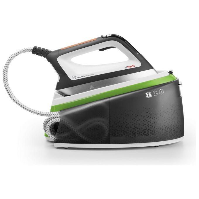 Polti Vaporella Instant VI50.20 - Ferro da stiro con caldaia, serbatoio 2 L, pressione 8 bar, potenza 2400 W, funzioni: 4 programmi + ECO + anticalcare automatico + riscaldamento rapido (1 min), piastra alluminio, colore bianco-verde