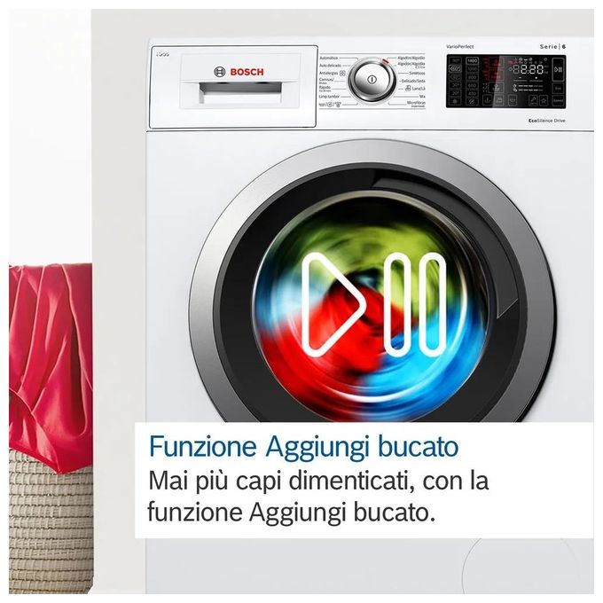 Bosch WGB24402IT Serie 8 Lavatrice Frontale 9 Kg 1400 rpm Classe A Wi-Fi Vapore Iron Assist (85x60x59 cm) colore Bianco
