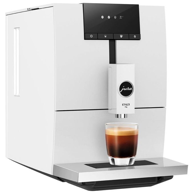 JURA ENA 4 Full Nordic White - Macchina da caffe' automatica, 1,1 L, 15 bar, 1450 W, 4 specialita', macinacaffe' Aroma G3, display a simboli, Bianco