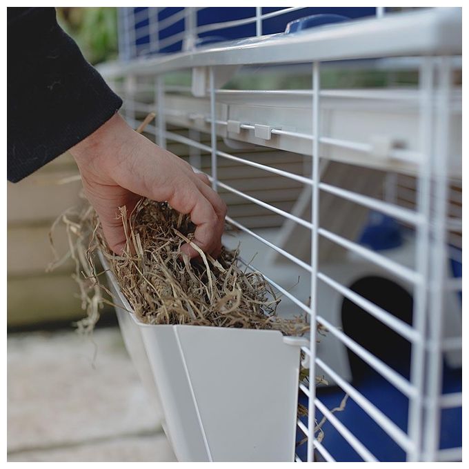 Ferplast Gabbia per Conigli Gabbia per Piccoli Animali BARN 80, 2 Piani, Tetto Apribile, Accessori e Adesivi Inclusi
