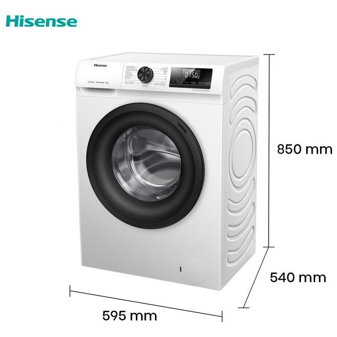 Hisense WFQP8014EVM Lavatrice Caricamento Frontale 8 Kg 1400 rpm Classe A Vapore Inverter (85x59,5x54 cm) colore Bianco