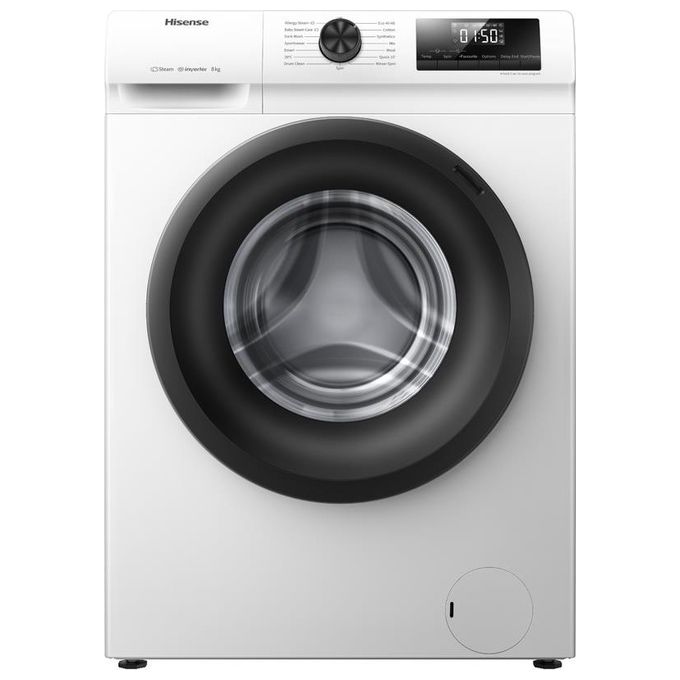 Hisense WFQP8014EVM Lavatrice Caricamento Frontale 8 Kg 1400 rpm Classe A Vapore Inverter (85x59,5x54 cm) colore Bianco