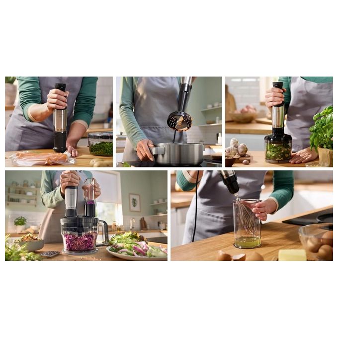 Bosch Serie 6 MSM6M610 Frullatore ad Immersione 1000W Nero-Acciaio Inossidabile