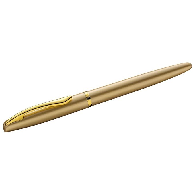 Pelikan Set Penna Sfera e Stilografica Jazz Noble Elegance in Metallo Gold Inchiostro Blu con Clip Elastica in Elegante Astuccio Regalo