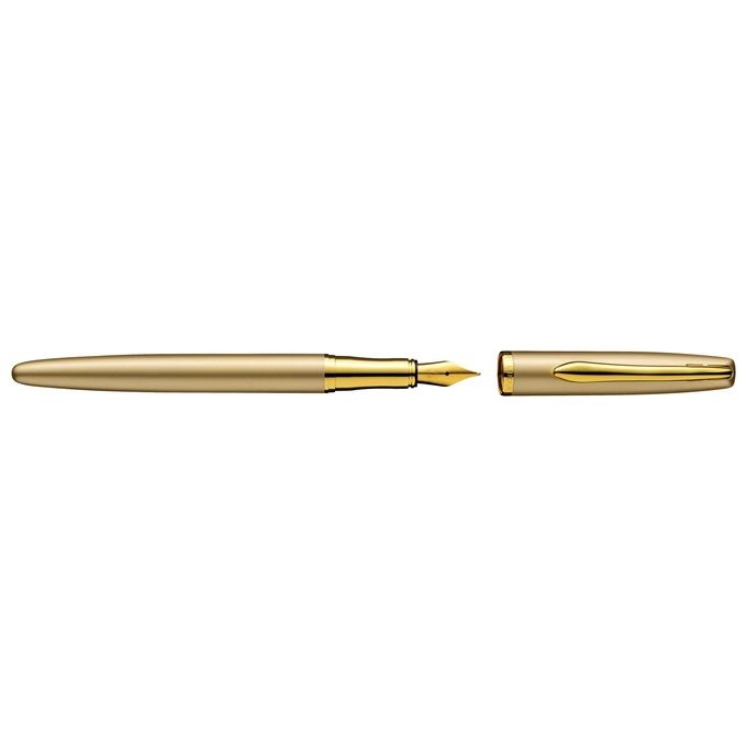 Pelikan Set Penna Sfera e Stilografica Jazz Noble Elegance in Metallo Gold Inchiostro Blu con Clip Elastica in Elegante Astuccio Regalo