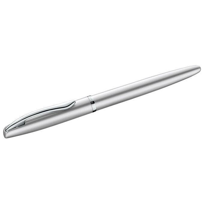 Pelikan Set Penna Sfera e Stilografica Jazz Noble Elegance in Metallo Silver Inchiostro Blu con Clip Elastica in Elegante Astuccio Regalo