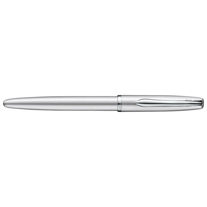 Pelikan Set Penna Sfera e Stilografica Jazz Noble Elegance in Metallo Silver Inchiostro Blu con Clip Elastica in Elegante Astuccio Regalo
