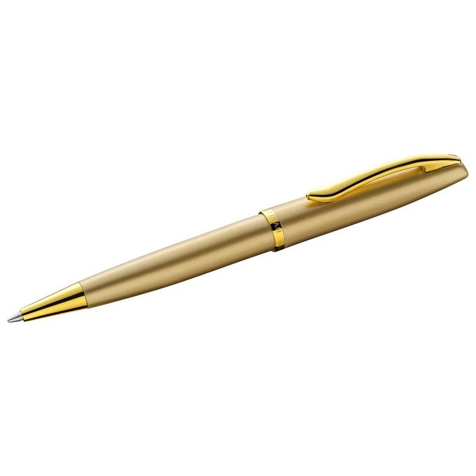 Pelikan Set Penna Sfera e Stilografica Jazz Noble Elegance in Metallo Gold Inchiostro Blu con Clip Elastica in Elegante Astuccio Regalo
