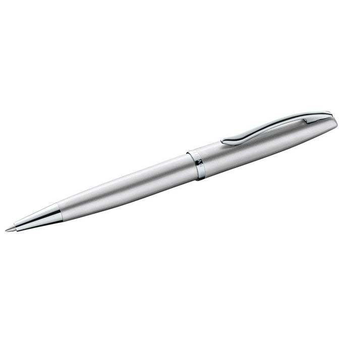 Pelikan Set Penna Sfera e Stilografica Jazz Noble Elegance in Metallo Silver Inchiostro Blu con Clip Elastica in Elegante Astuccio Regalo
