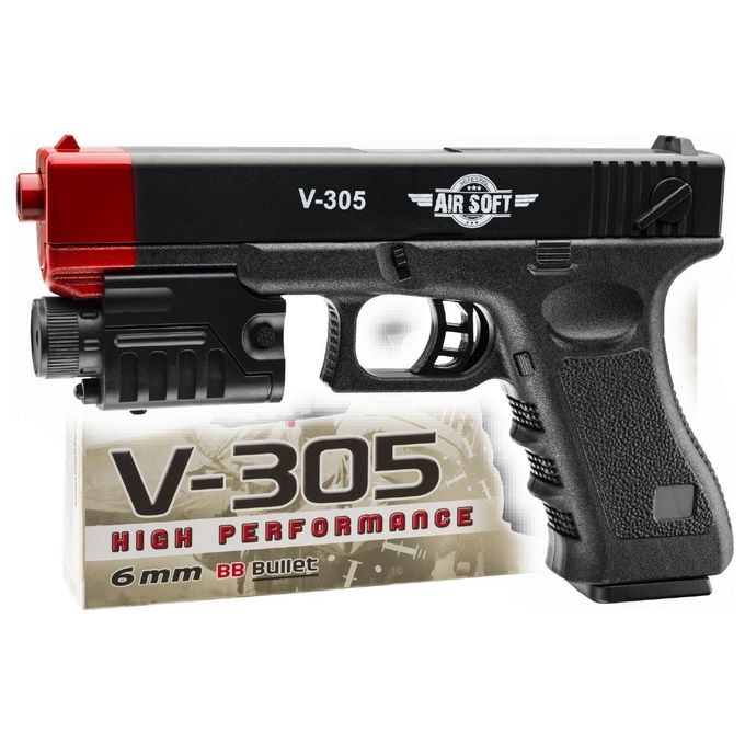Villa Giocattoli Pistola Air Soft V-305 con Torcia Calibro 6mm
