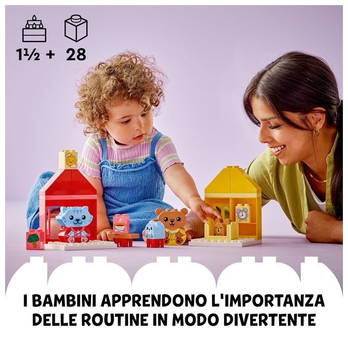 LEGO DUPLO 10414 Attivita' Quotidiane: Mangiare e Andare a Letto, Giochi per Bambini da 1.5 Anni in su con 4 Animali Giocattolo