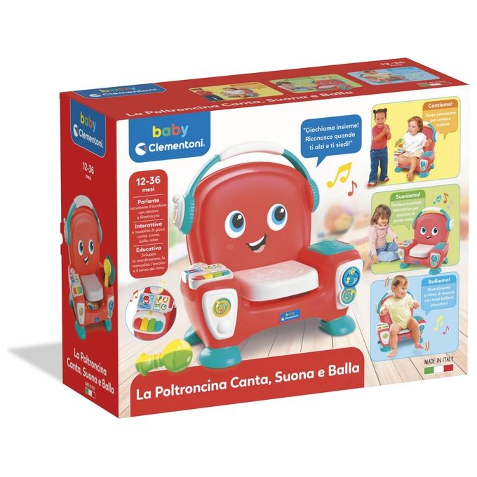 Clementoni 17754 Baby Clementoni Poltroncina Interattiva Musicale Canta Suona e Balla 1-3 Anni colore Rosso