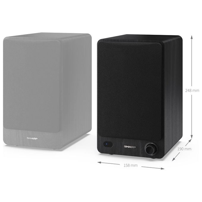 Sharp Bookshelf Speakers Altoparlante 2-Vie Nero con cavo e senza Cavo 60W