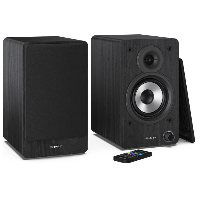 Sharp Bookshelf Speakers Altoparlante 2-Vie Nero con cavo e senza Cavo 60W