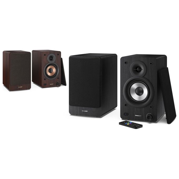 Sharp Bookshelf Speakers Altoparlante 2-Vie Nero con cavo e senza Cavo 60W
