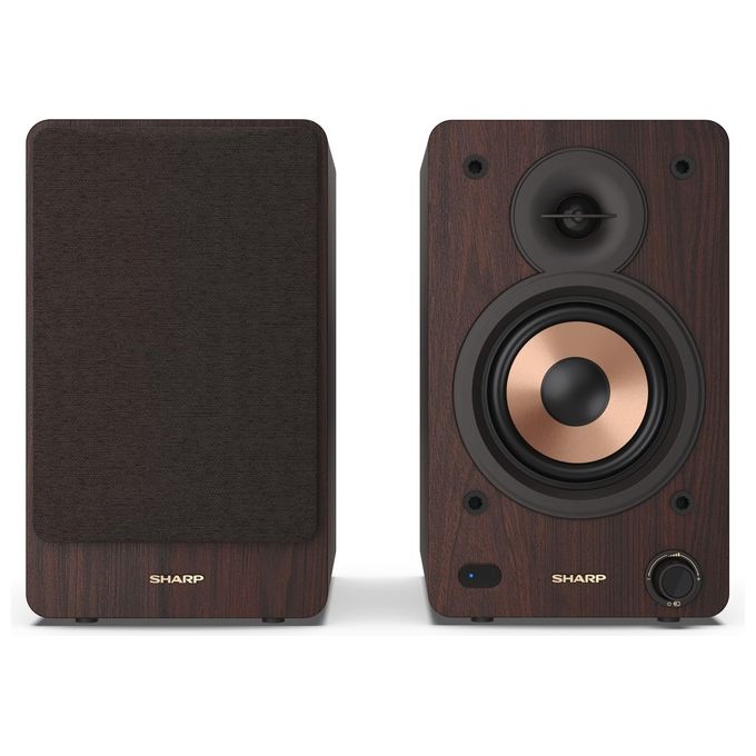 Sharp Bookshelf Speakers Altoparlante 2-Vie Marrone con Cavo e senza Cavo 60W