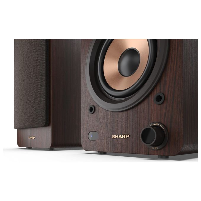 Sharp Bookshelf Speakers Altoparlante 2-Vie Marrone con Cavo e senza Cavo 60W