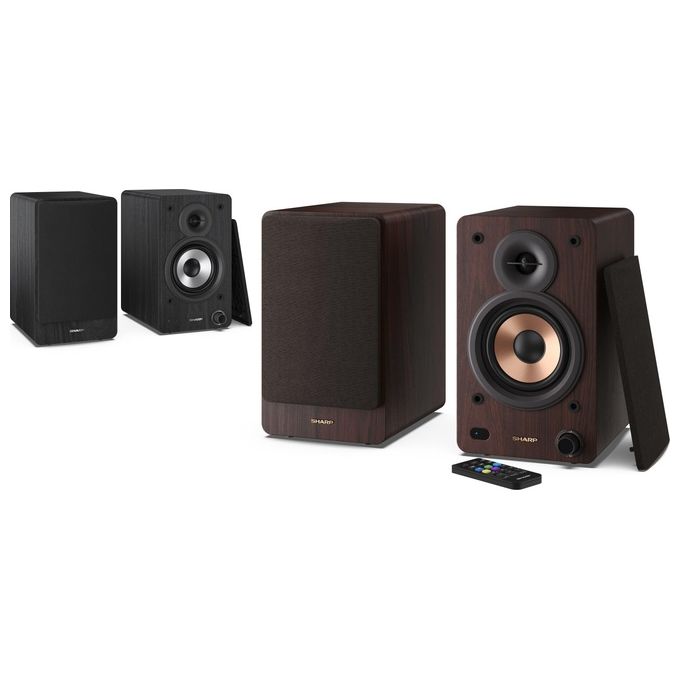 Sharp Bookshelf Speakers Altoparlante 2-Vie Marrone con Cavo e senza Cavo 60W