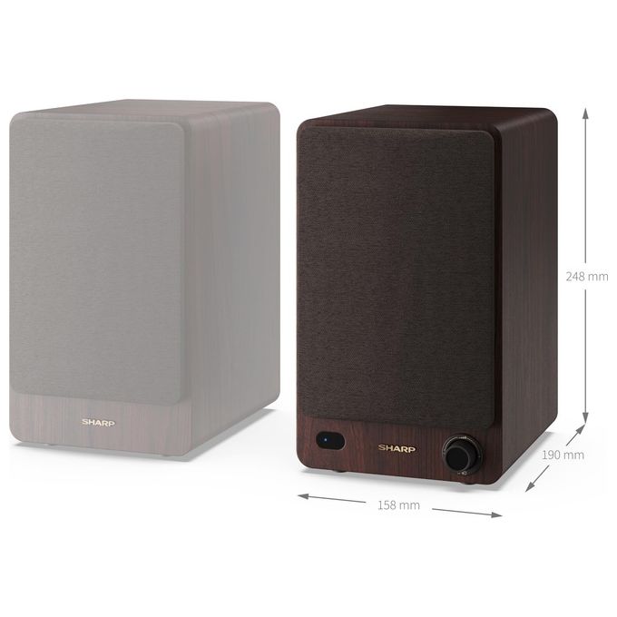 Sharp Bookshelf Speakers Altoparlante 2-Vie Marrone con Cavo e senza Cavo 60W