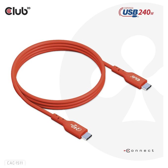 CLUB3D CAC-1511 Cavo USB 1mt USB 2.0 USB C Arancione