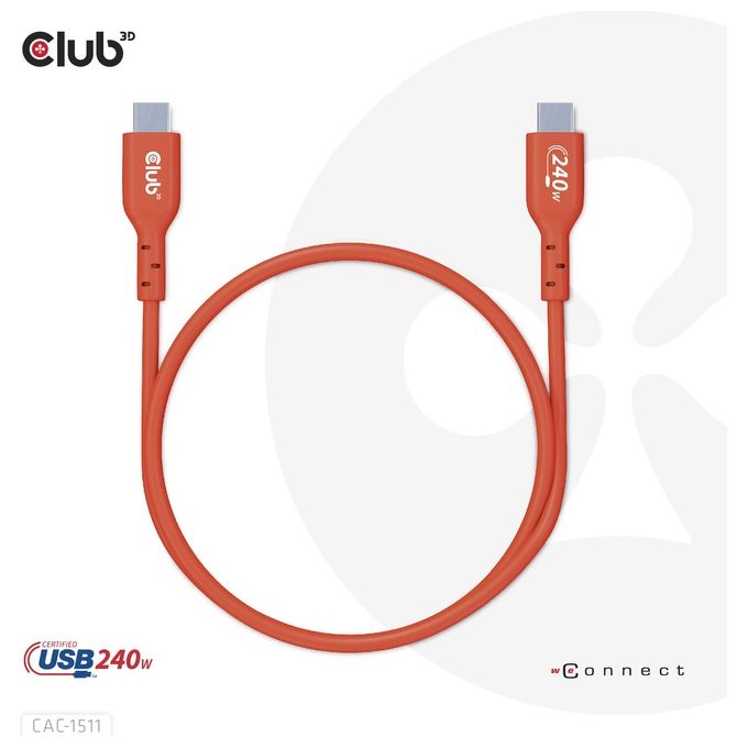 CLUB3D CAC-1511 Cavo USB 1mt USB 2.0 USB C Arancione