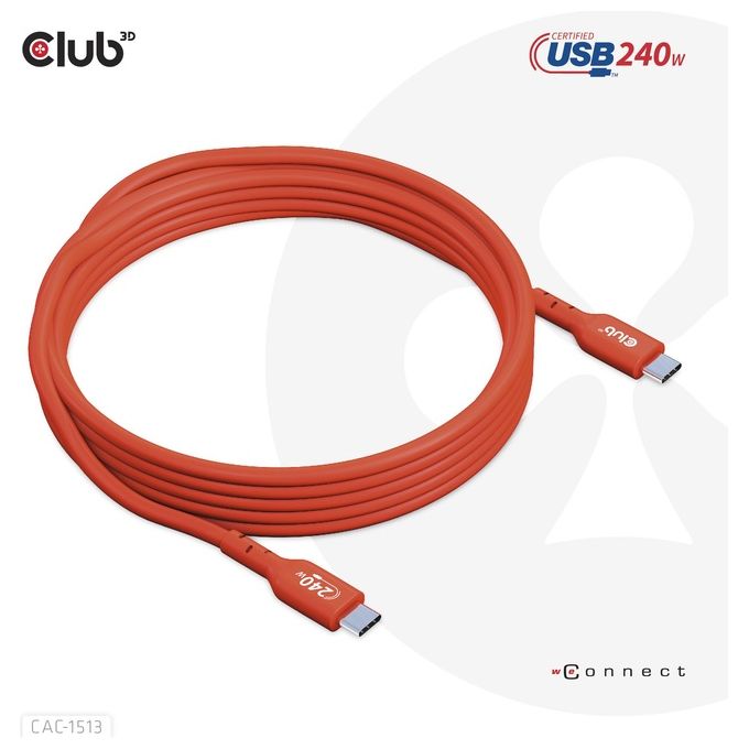 Club3d Cac-1513 Cavo Usb 3mt Usb 2.0 Usb C Arancione