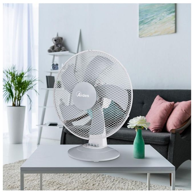 Ardes Ventilatore da Tavolo 40cm Steelo40 con 3 velocita' in Bianco per un Rinfresco Efficace e Silenzioso in Ambienti Interni