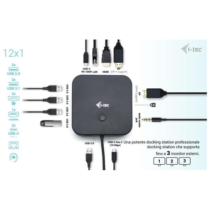 I-Tec USB-C HDMI Dual DP Docking Station con Power Delivery 100W