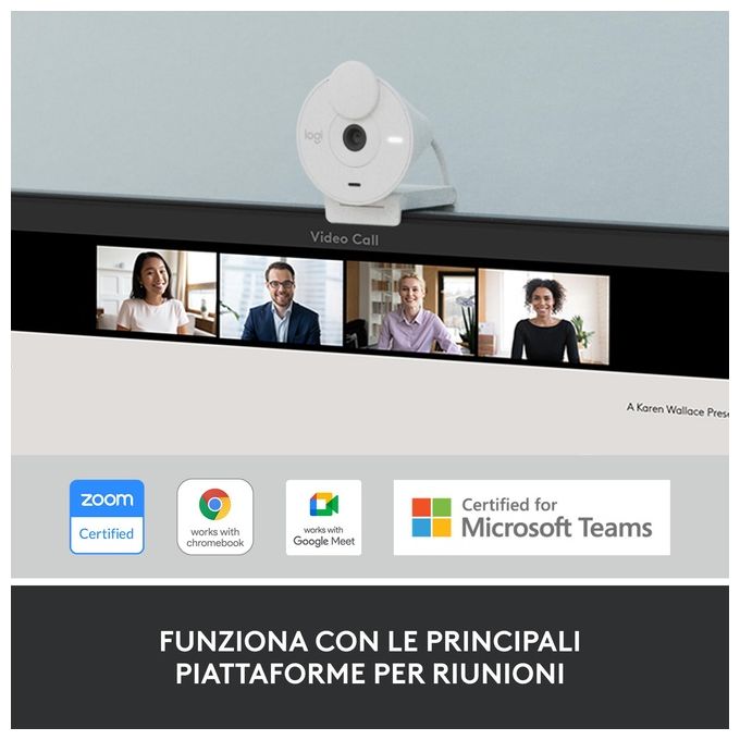 Logitech Brio 300 Webcam 2 MP 1920x1080 Pixel USB-C Bianco